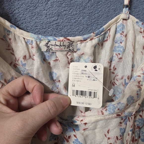 New- Free People Bodysuit Medium Take It Away Intimately Ivory Floral - Picture 7 of 12